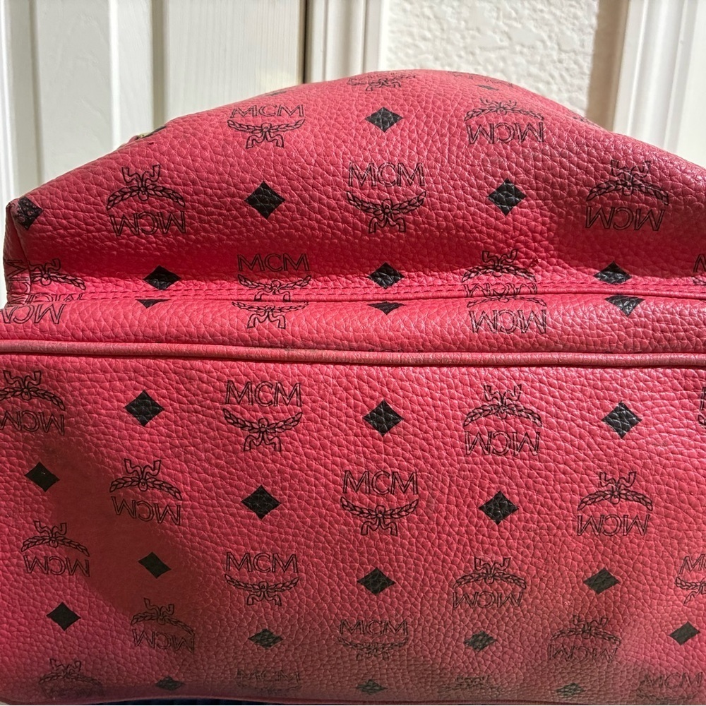 MCM Red Backpack with Gold and Silver Studs - Picture 4 of 5